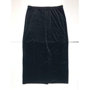 Russ Womens sz 4/6 Skirt Black Velour Stretch A Line Pull On Elastic Waist Maxi
